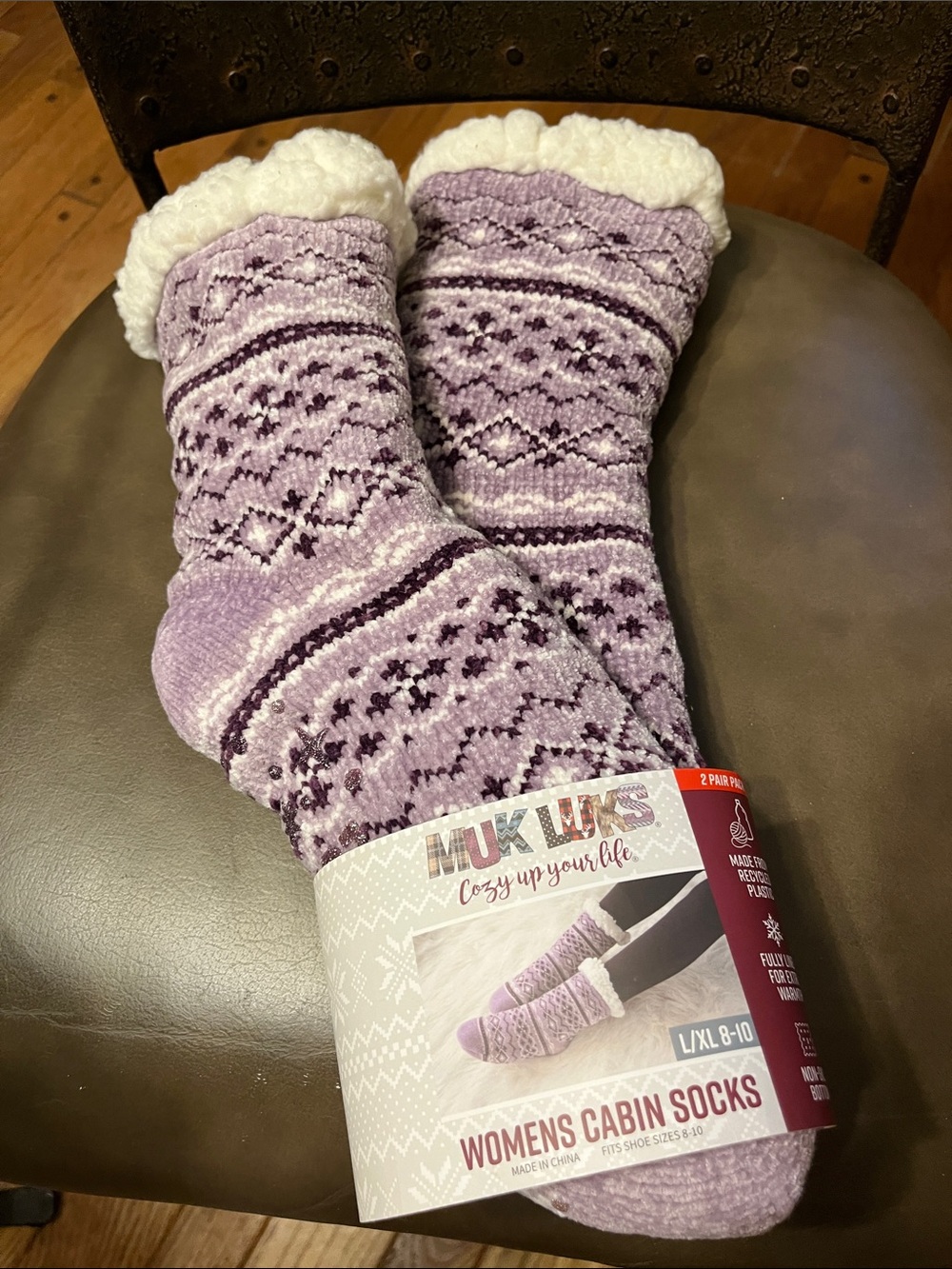 Muk Luks Lavender & Purple Fair Isle Women's Cabin Socks